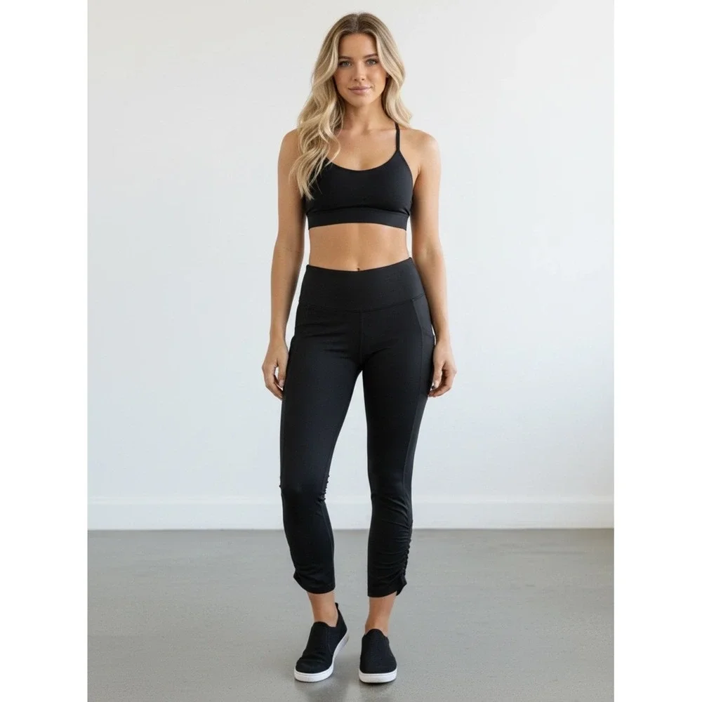 Lululemon High Rise Ruched‎ Ruffle Ankle Leggings Black Size 4